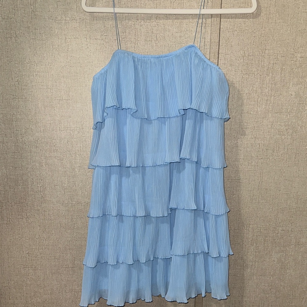 Light Blue Tiered Dress size Small Ruffles